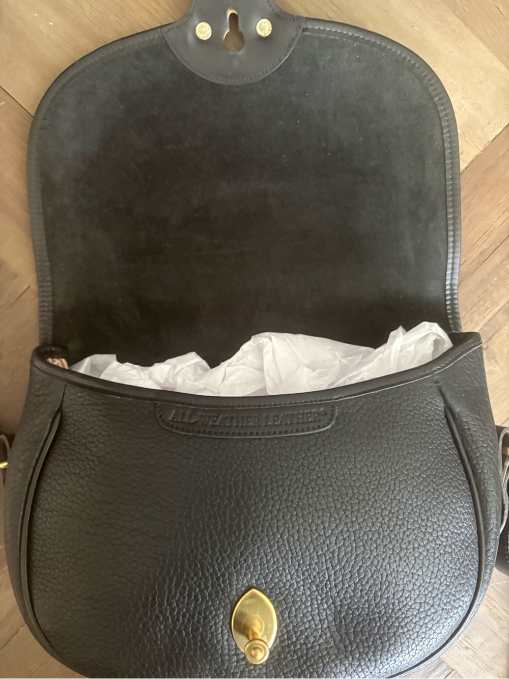 🦆 Rare Vintage Dooney & Bourke AWL Black Pebbled Leather Calvary Bag USA - Picture 13 of 14